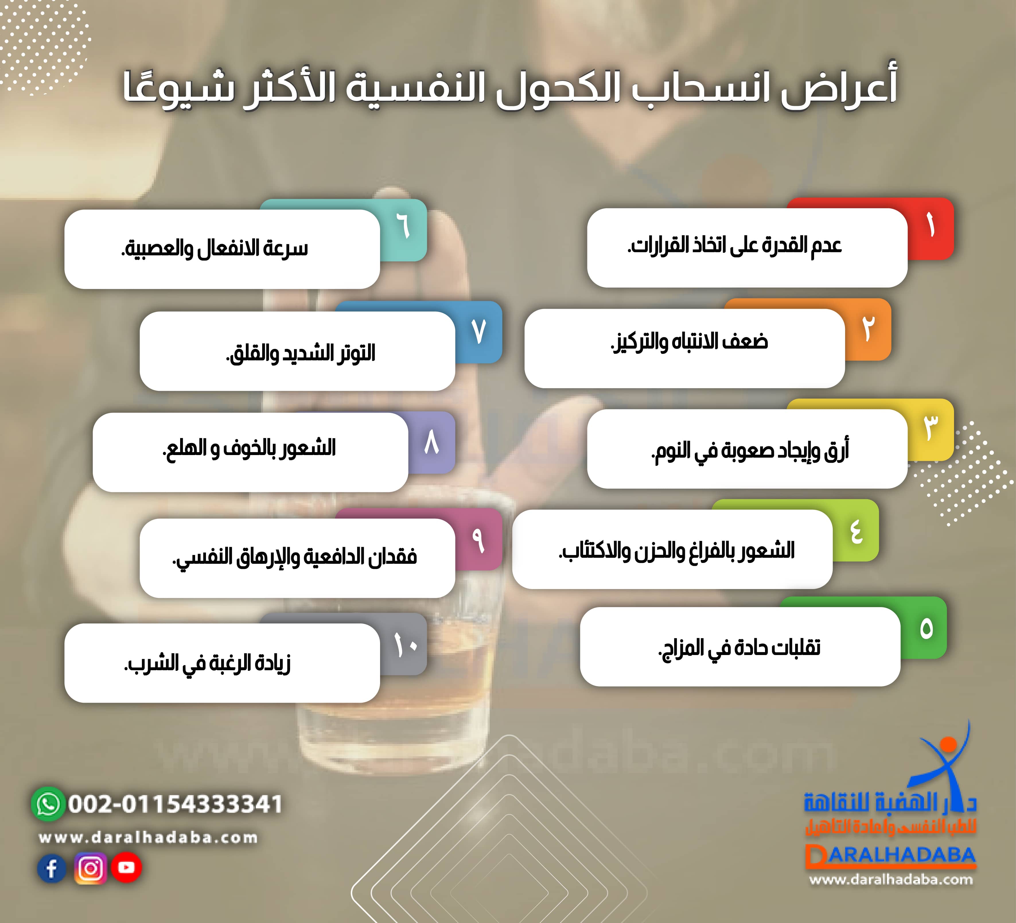 أعراض انسحاب الكحول النفسية الأكثر شيوعًا